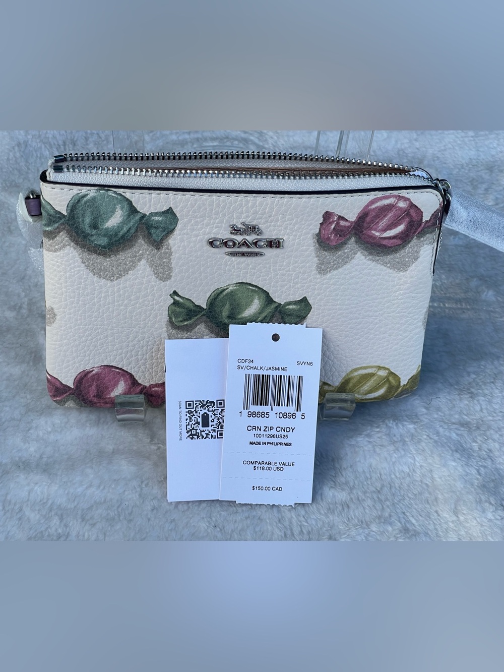 NWT Coach Chalk Jasmine Multicolor Candy Print Zip Wristlet